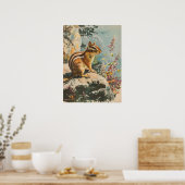 Vintages Portrait des Eastern Chipmunk Poster (Küche)