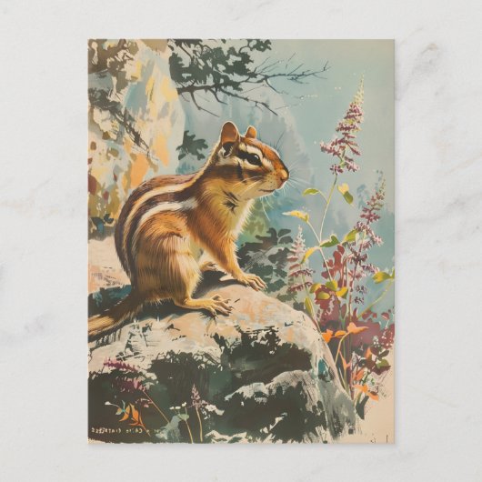 Vintages Portrait des Eastern Chipmunk Postkarte (Vorderseite)