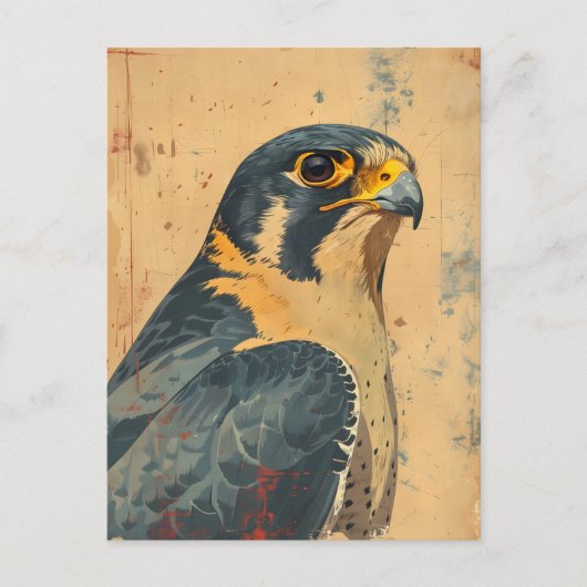 Vintages Portrait des Merlin Falcon Postkarte (Vorderseite)
