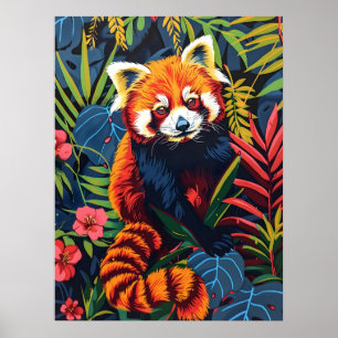 Vintages Portrait des Roten Panda Poster