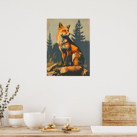 Vintages Portrait des Rotfuchs Poster (Küche)