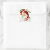 Vintages Portrait des Weihnachtsanschrift-Labels Quadratischer Aufkleber (Tasche)
