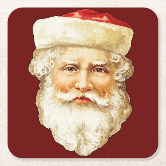 Vintages Portrait des Weihnachtsmannes Rechteckiger Pappuntersetzer (Vorderseite)
