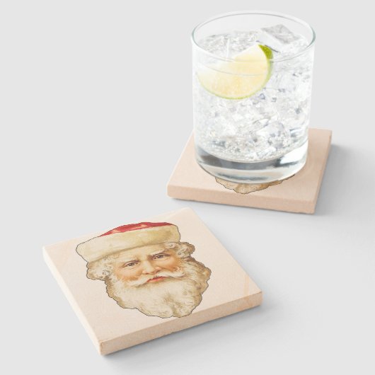 Vintages Portrait des Weihnachtsmannes Steinuntersetzer (Seitenansicht)