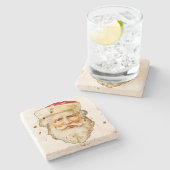 Vintages Portrait des Weihnachtsmannes Steinuntersetzer (Seitenansicht)