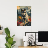 Vintages Portrait des Wolfs Poster (Heimbüro)