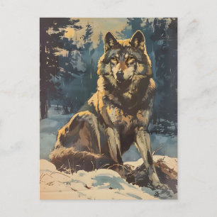 Vintages Portrait des Wolfs Postkarte
