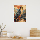 Vintages Portrait eines Merlin Falken Poster (Küche)