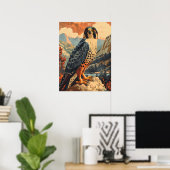 Vintages Portrait eines Merlin Falken Poster (Heimbüro)