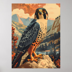 Vintages Portrait eines Merlin Falken Poster