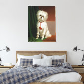 Vintages Portrait eines weißen Hundes Leinwanddruck (Insitu (Schlafzimmer))