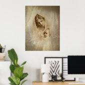 Vintages Portrait, Liebe Mutter, Kind halten Poster (Heimbüro)