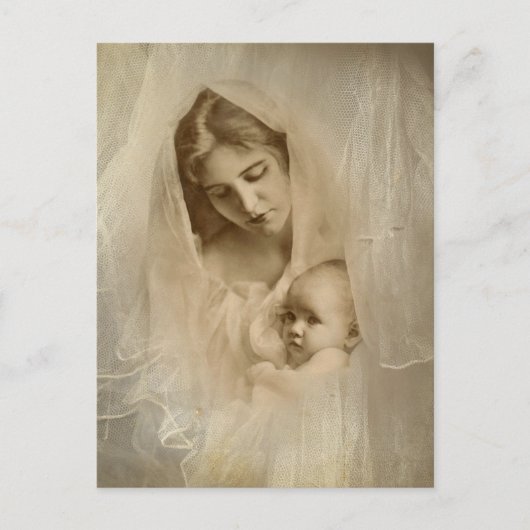 Vintages Portrait, Liebe Mutter, Kind halten Postkarte (Vorderseite)