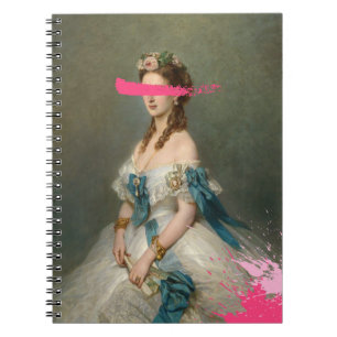 Vintages Portrait-Notebook mit rosa Pinselstrich Notizblock