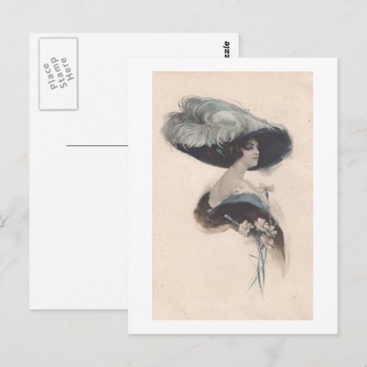 Vintages Portrait. Postkarte (Vorne/Hinten)