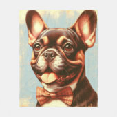 Vintages Portrait von Bulldog Fleecedecke (Vorderseite)