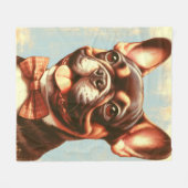 Vintages Portrait von Bulldog Fleecedecke (Vorderseite (Horizontal))