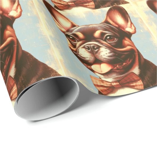 Vintages Portrait von Bulldog Geschenkpapier (Rolleneckpunkt)