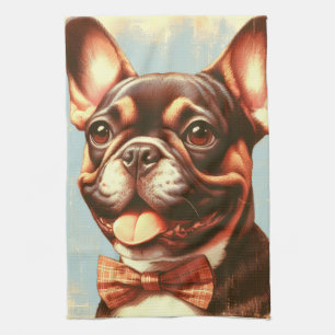 Vintages Portrait von Bulldog Geschirrtuch