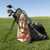 Vintages Portrait von Bulldog Golfhandtuch (Gras)