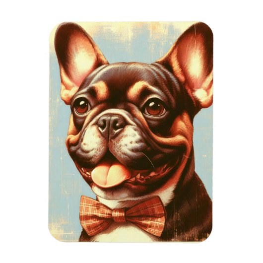 Vintages Portrait von Bulldog Magnet (Vertikal)