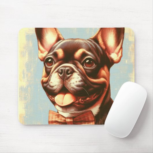 Vintages Portrait von Bulldog Mousepad (Mit Mouse)