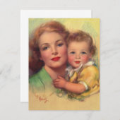 Vintages Portrait von Mutter und Kind Einladung (Vorne/Hinten)