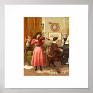 Vintages Porträt-Musik-Plakat 15x15 Poster