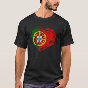 Vintages Portugal Herz Form Portugiesische Flagge T-Shirt
