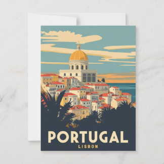 Vintages Portugal Reiseplakat - Lissabon Stadtbild Postkarte