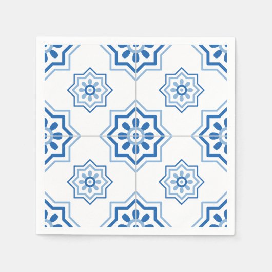 Vintages portugiesisches Azulejo BLAUE Tile Muster Serviette (Vorderseite)