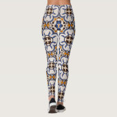 Vintages portugiesisches Azulejo-Blaugelbes Muster Leggings (Rückseite)