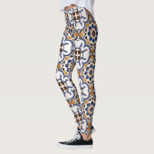 Vintages portugiesisches Azulejo-Blaugelbes Muster Leggings (Links)