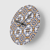 Vintages portugiesisches Azulejo-Blaugelbes Muster Runde Wanduhr (Winkel)