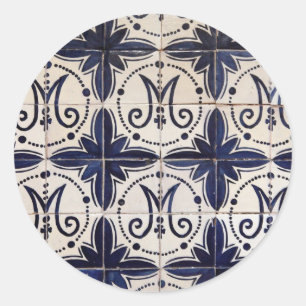 Vintages portugiesisches Azulejo Runder Aufkleber