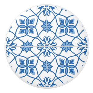 Vintages portugiesisches Azulejo-Talmuster Keramikknauf