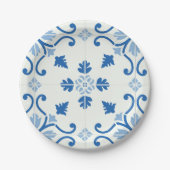 Vintages portugiesisches Azulejo-Talmuster Pappteller (Vorderseite)