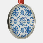 Vintages portugiesisches Azulejo-Talmuster Silbernes Ornament (Rechts)