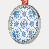 Vintages portugiesisches Azulejo-Talmuster Silbernes Ornament (Links)