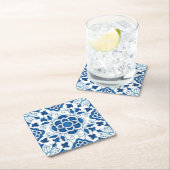 Vintages portugiesisches Blaues Azulejos-Baumuster Rechteckiger Pappuntersetzer (Vor Ort)