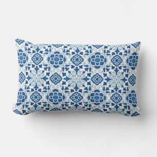 Vintages portugiesisches Blaues Azulejos-Muster Lendenkissen