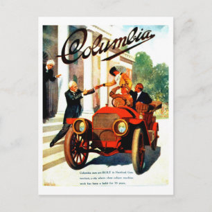 Vintages Poster aus den Columbia-Auto der 1910er J Postkarte