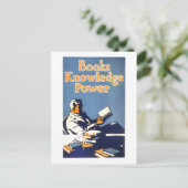 Vintages Poster "Books Knowledge Power" Postkarte (Stehend Vorderseite)