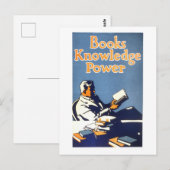 Vintages Poster "Books Knowledge Power" Postkarte (Vorne/Hinten)