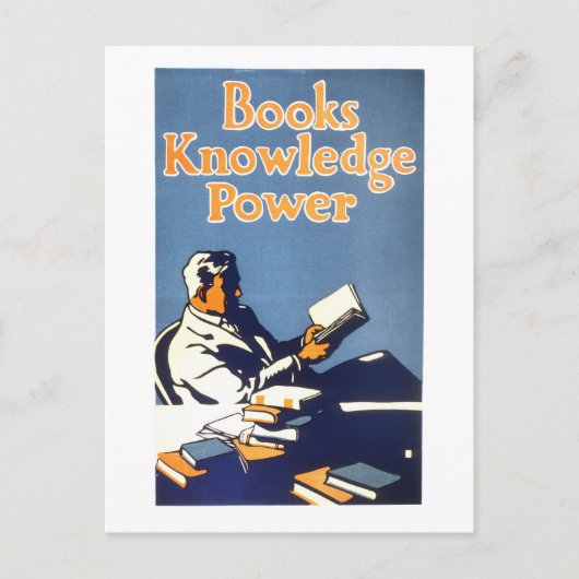 Vintages Poster "Books Knowledge Power" Postkarte (Vorderseite)
