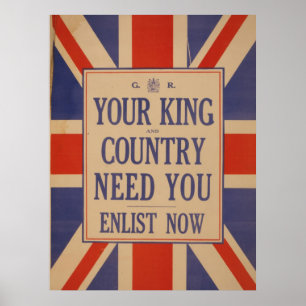 Vintages Poster für die Flagge Großbritanniens