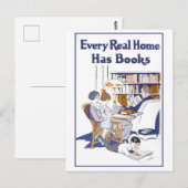 Vintages Poster "Jede echte Zuhause hat Bücher" Postkarte (Vorne/Hinten)