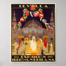 Vintages Poster von Sevilla Spanien Expo 1919