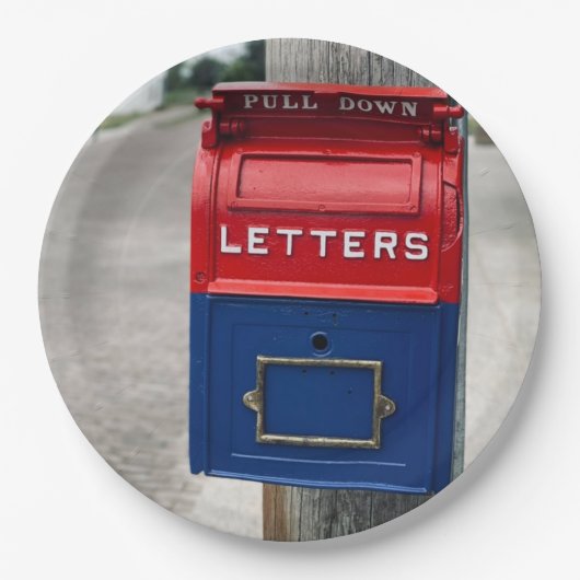 Vintages Postfach Pappteller (Vorderseite)