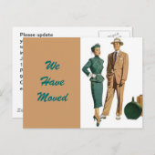 Vintages Postkarten-Paar - Neuer Adressrechner Ankündigungspostkarte (Vorne/Hinten)